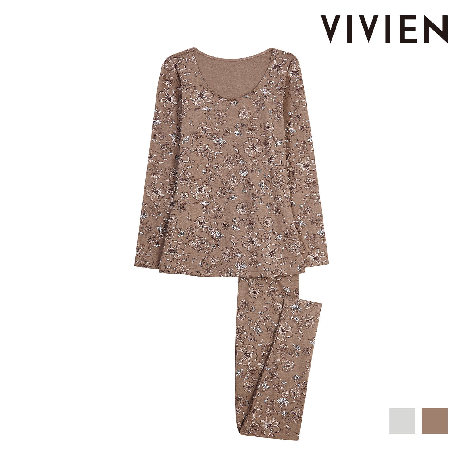 VIVIEN 비비안 여자속옷 면 플라워 프린트 동내의세트 LG9251S